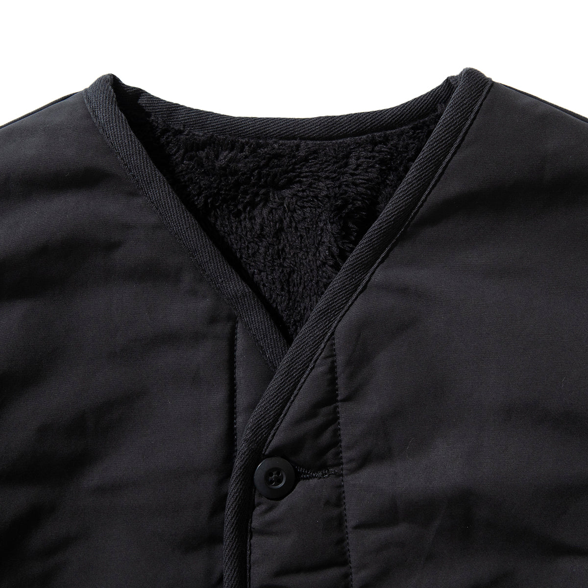 COTTON / POLYESTER REVERSIBLE NO COLLAR CARDIGAN JACKET