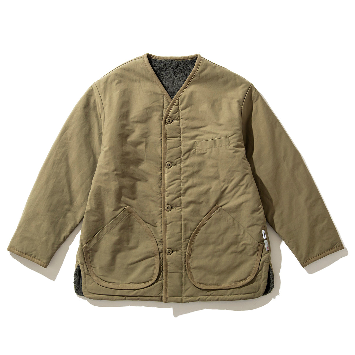 COTTON / POLYESTER REVERSIBLE NO COLLAR CARDIGAN JACKET