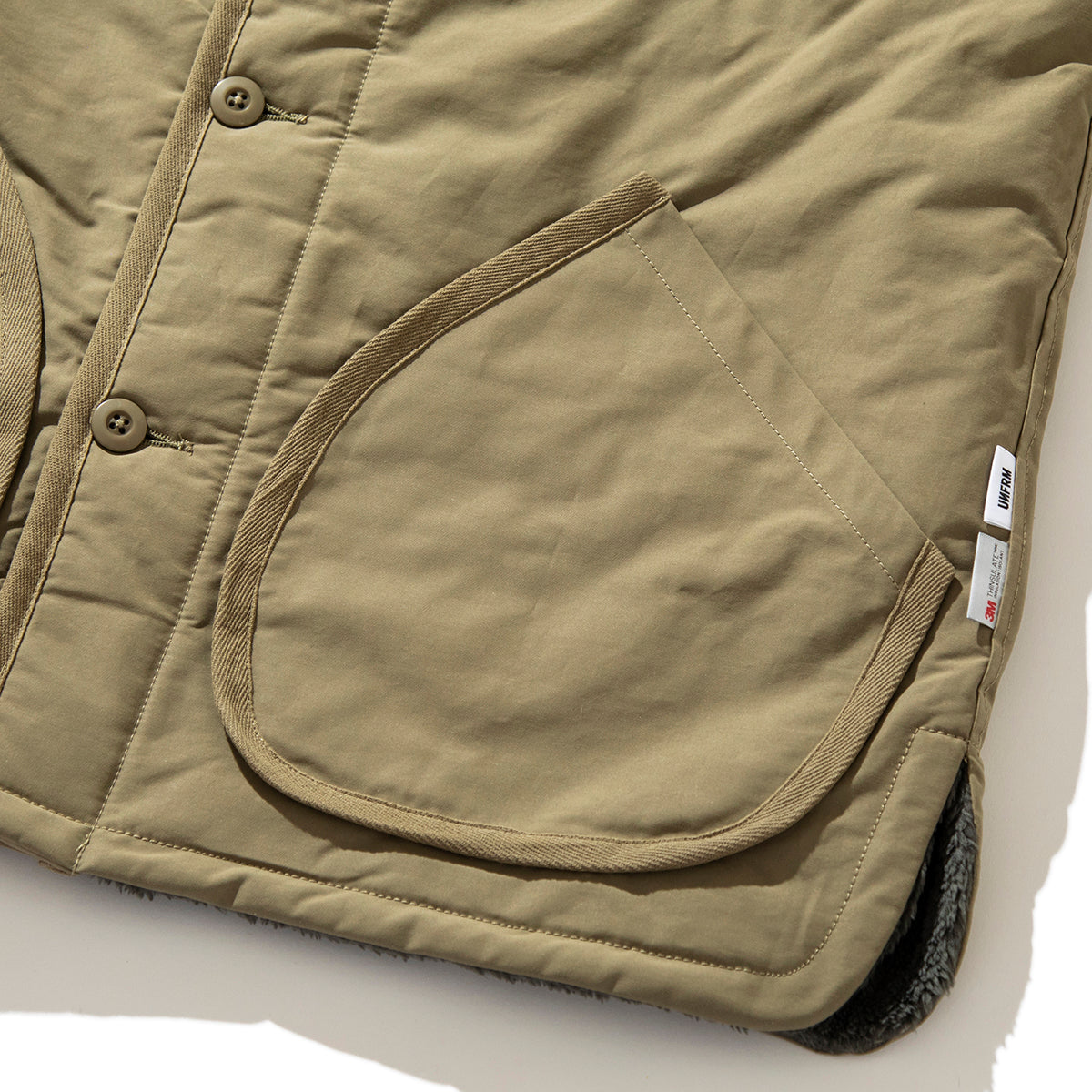 COTTON / POLYESTER REVERSIBLE NO COLLAR CARDIGAN JACKET