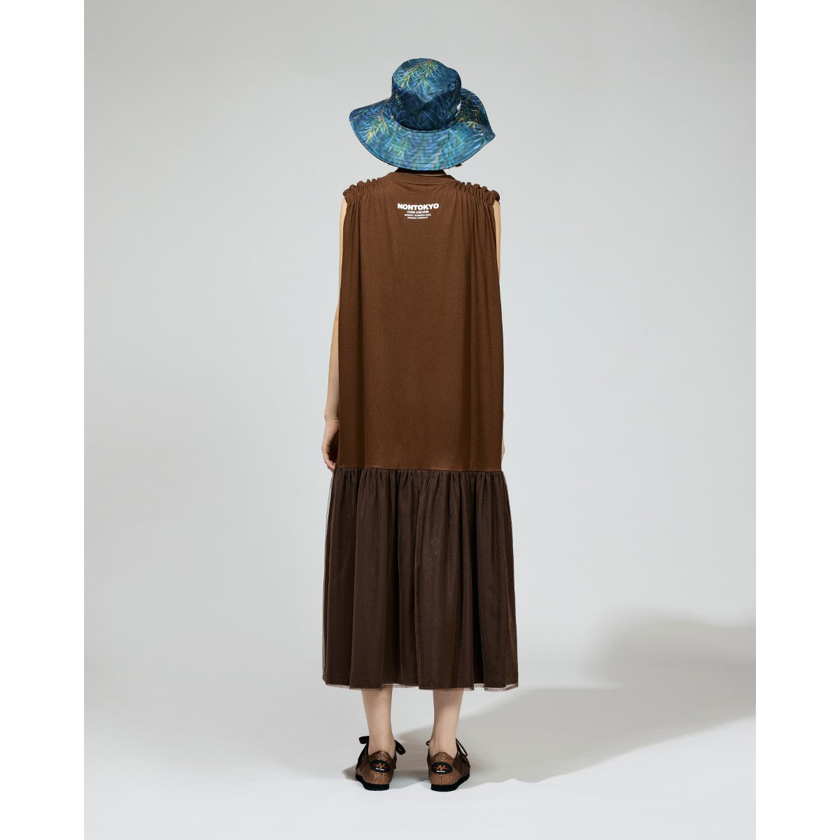 GATHER SLEEVE ONE-PIECE