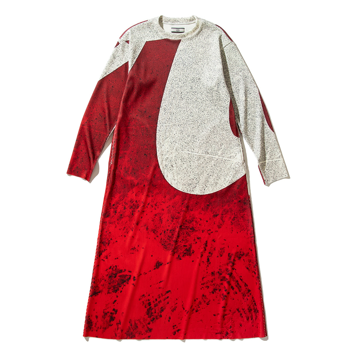 PRINT RIB LONG SLEEVE ONE-PIECE