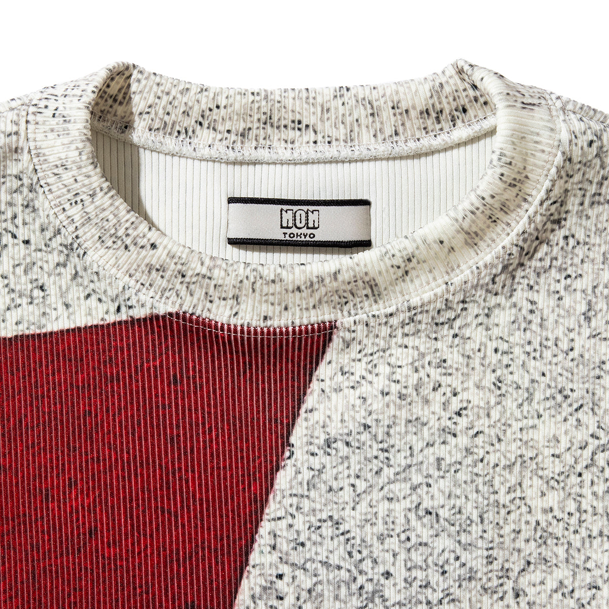 PRINT RIB LONG SLEEVE ONE-PIECE