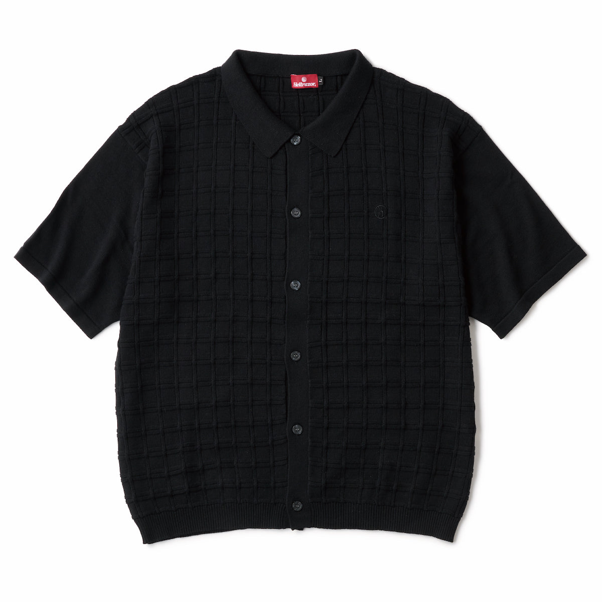 SQUARE S/S BUTTON KNIT