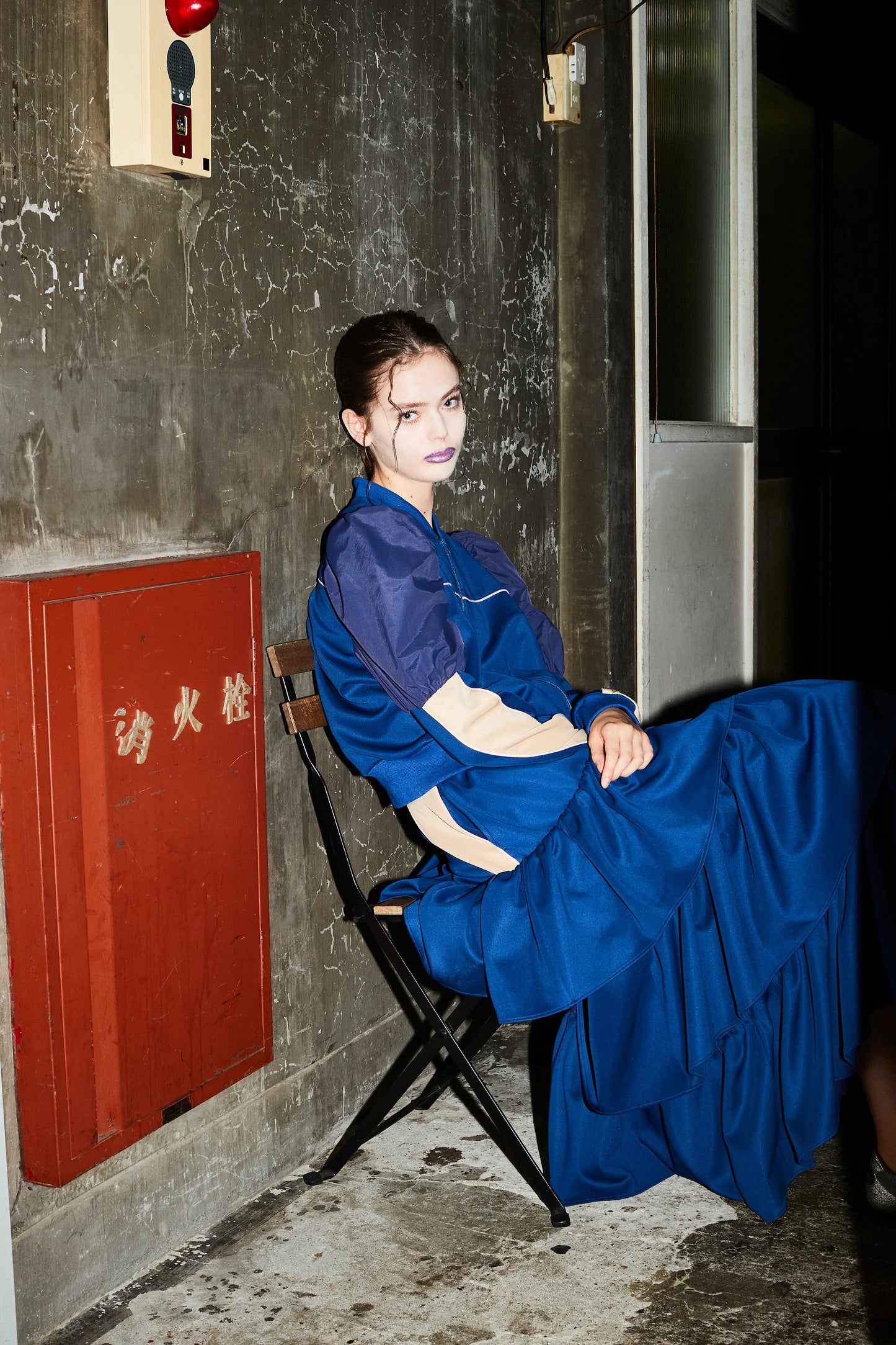 PUFF SLEEVE ZIP-UP JERSEY