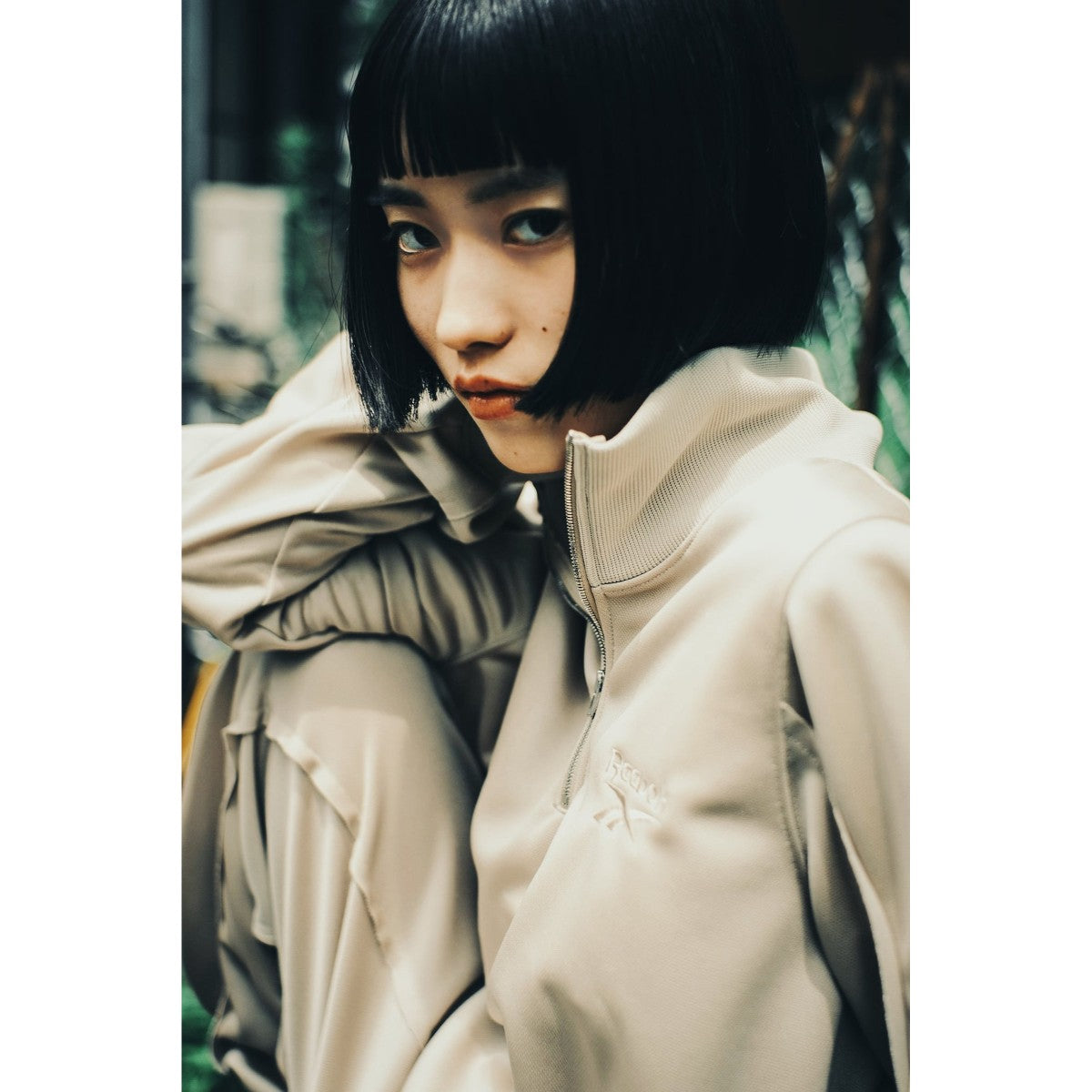 Reebok half zip deformed sweat shirt