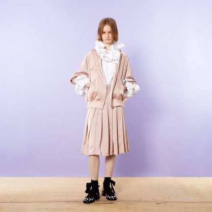 Soft pleated skirt with drawstring