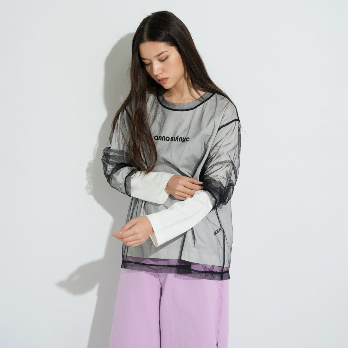 MESH LAYERED LONG T-SHIRT