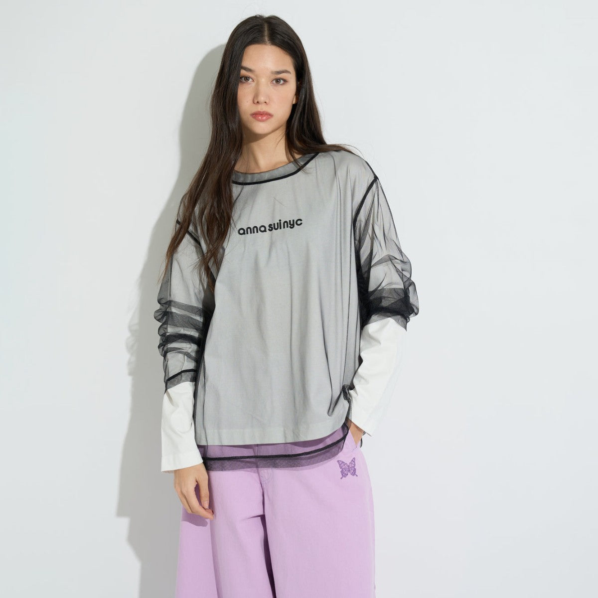 MESH LAYERED LONG T-SHIRT