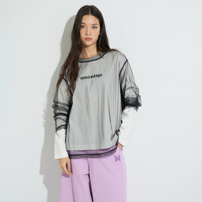 MESH LAYERED LONG T-SHIRT