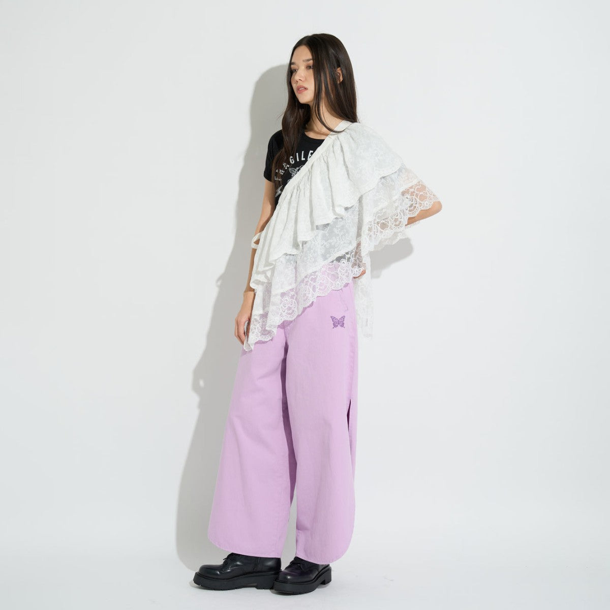 ASYMMETRICAL LACE SKIRT
