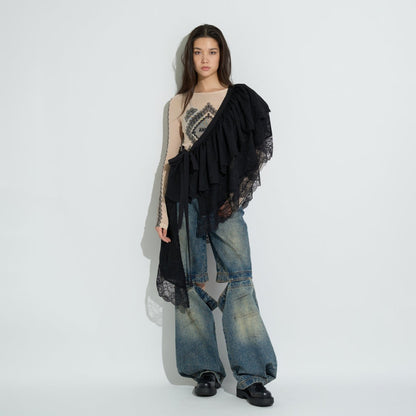 ASYMMETRICAL LACE SKIRT