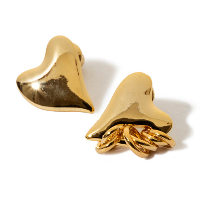 Coil heart pierced earrings