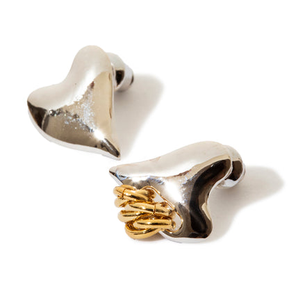 Coil heart pierced earrings