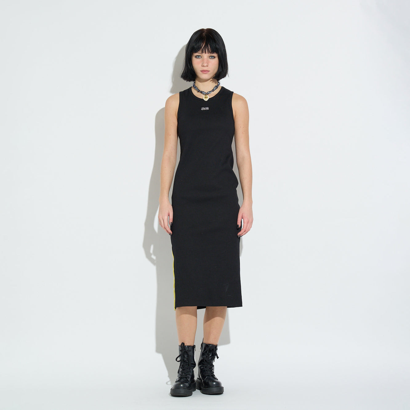 CONTRAST COLOR SLIT TANK DRESS