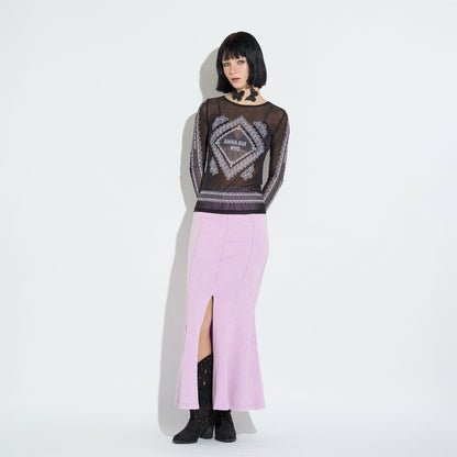 RACE PRINT SHEER TOP