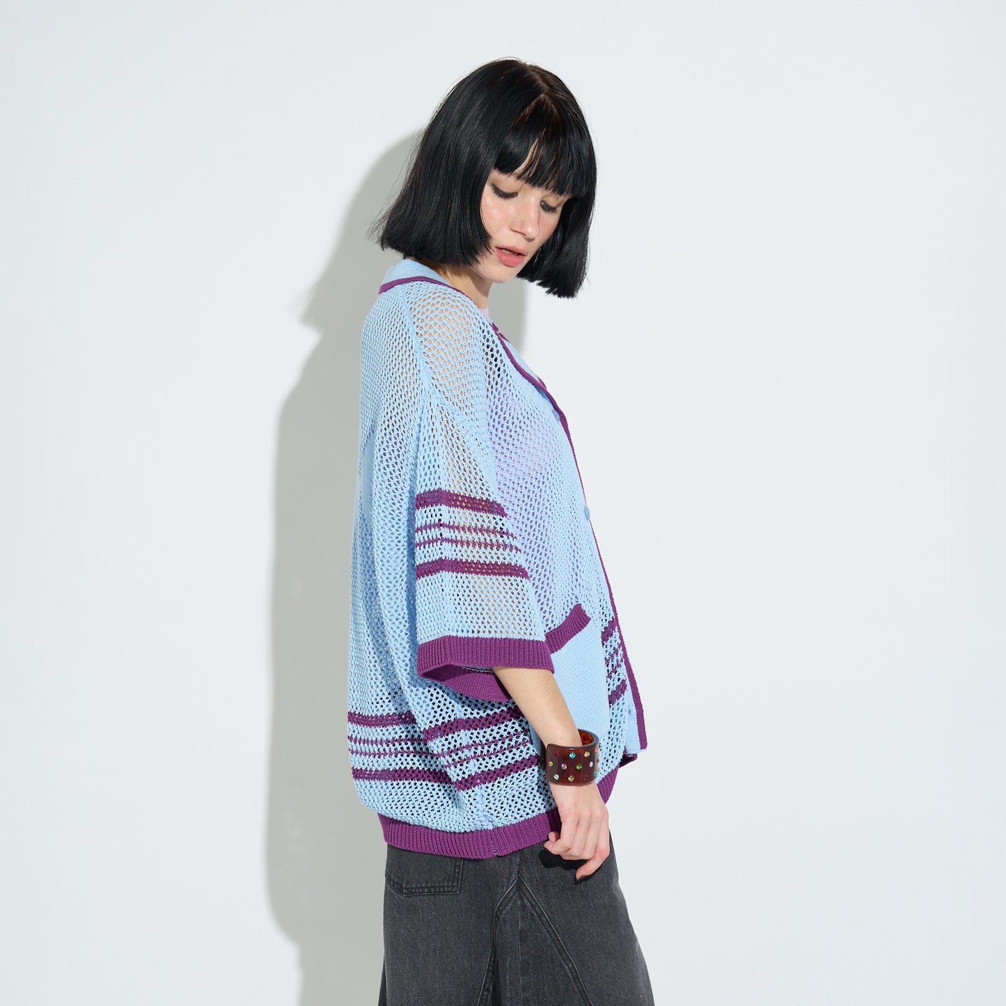 Mesh Knit S/S Cardigan