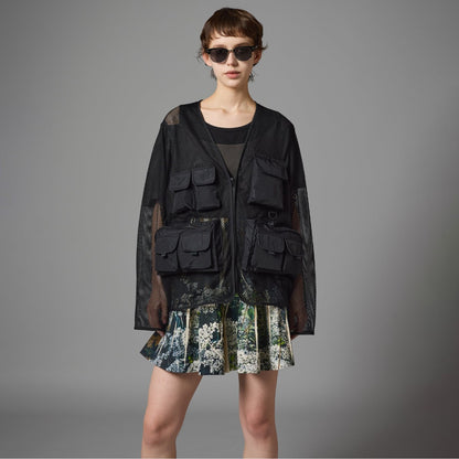 DIRECT PRINT RIB GATHER MINI SKIRT
