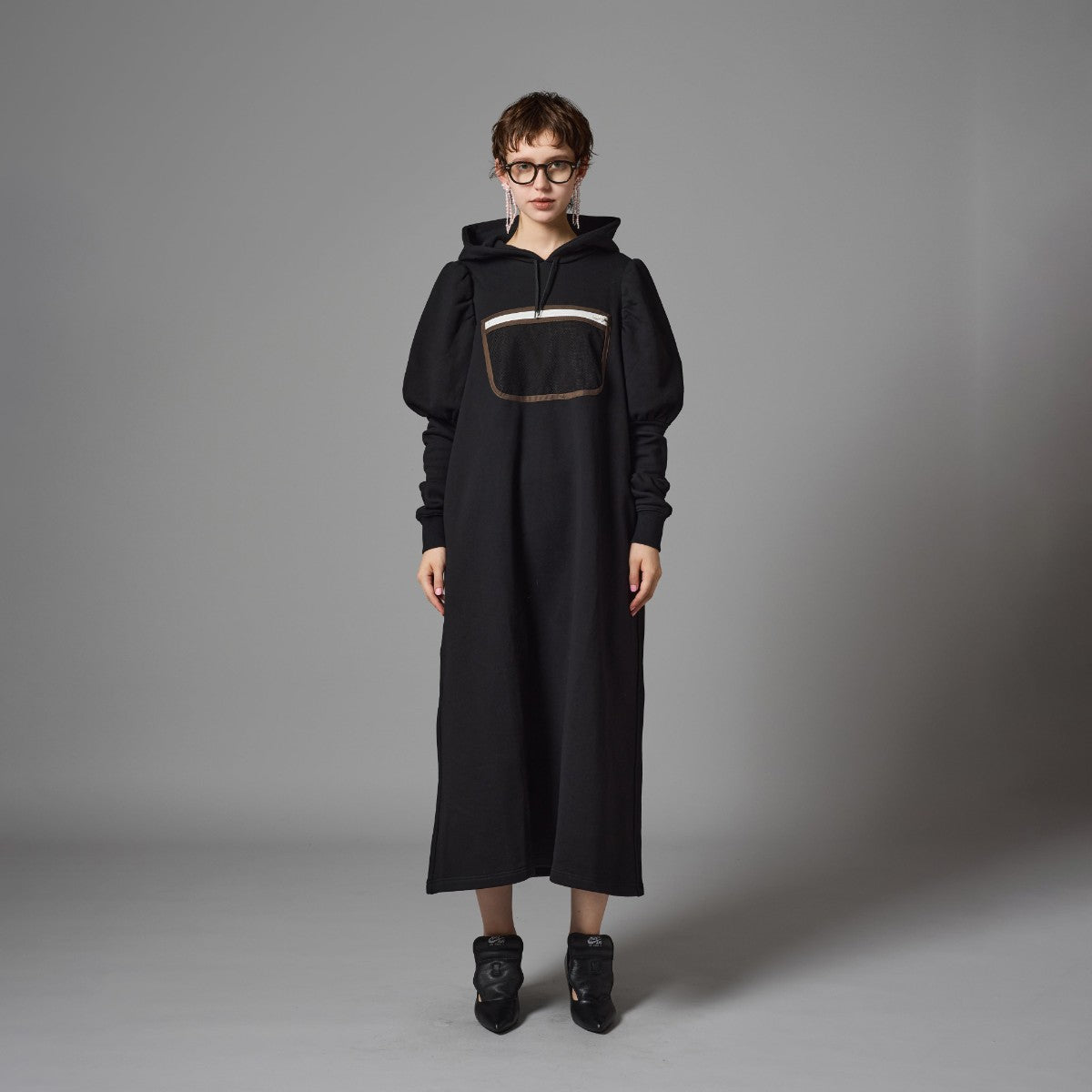 MESH POCKET PUFFSLEEVE ONE-PIECE