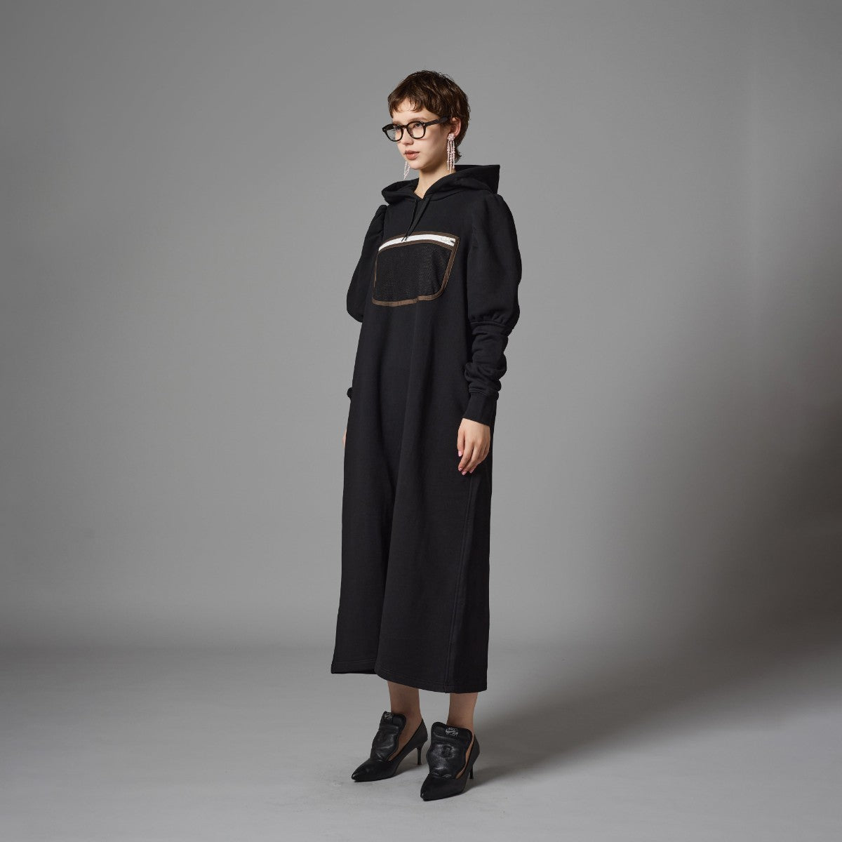 MESH POCKET PUFFSLEEVE ONE-PIECE