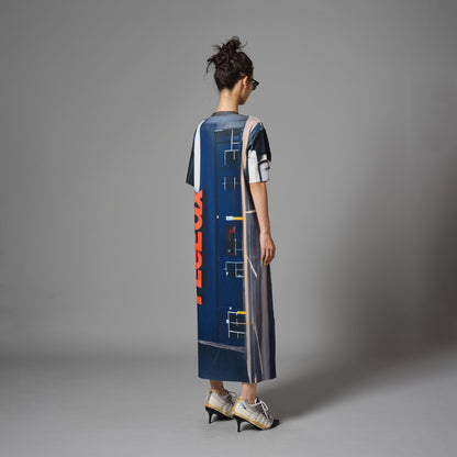 PRINT RIB HALF SLEEVE ONE-PIECE