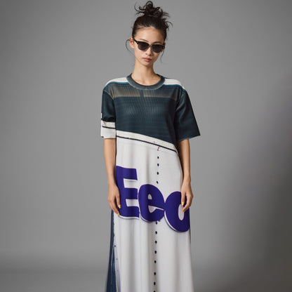 PRINT RIB HALF SLEEVE ONE-PIECE