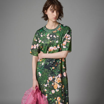 PRINT RIB HALF SLEEVE ONE-PIECE