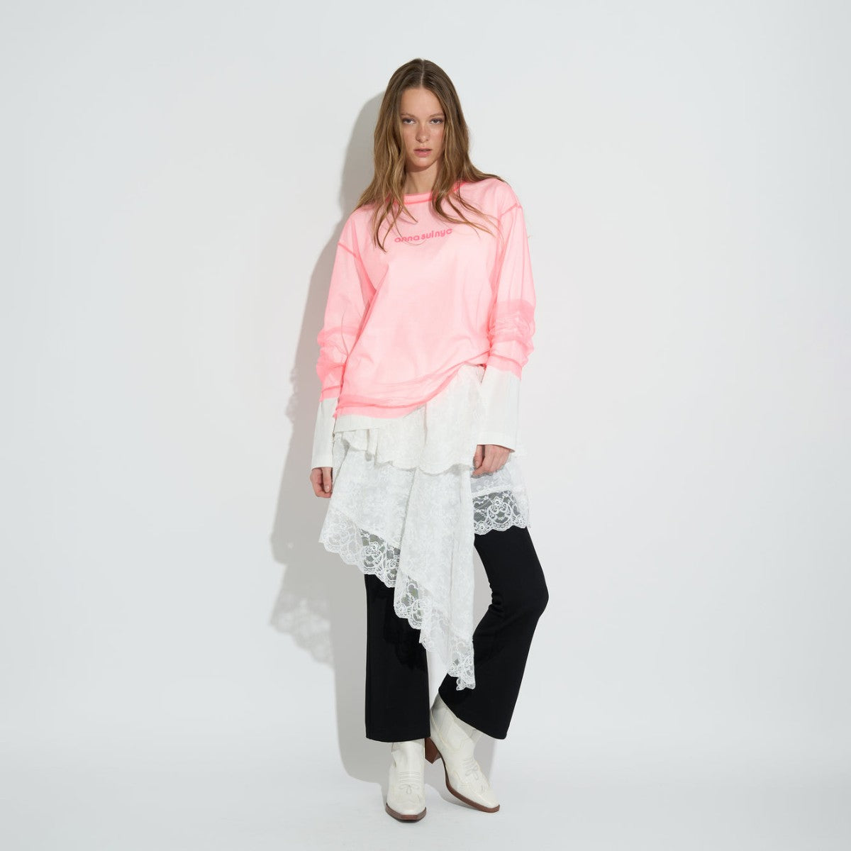 MESH LAYERED LONG T-SHIRT