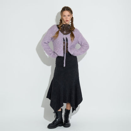 FEATHER YARN BELT CARDIGAN