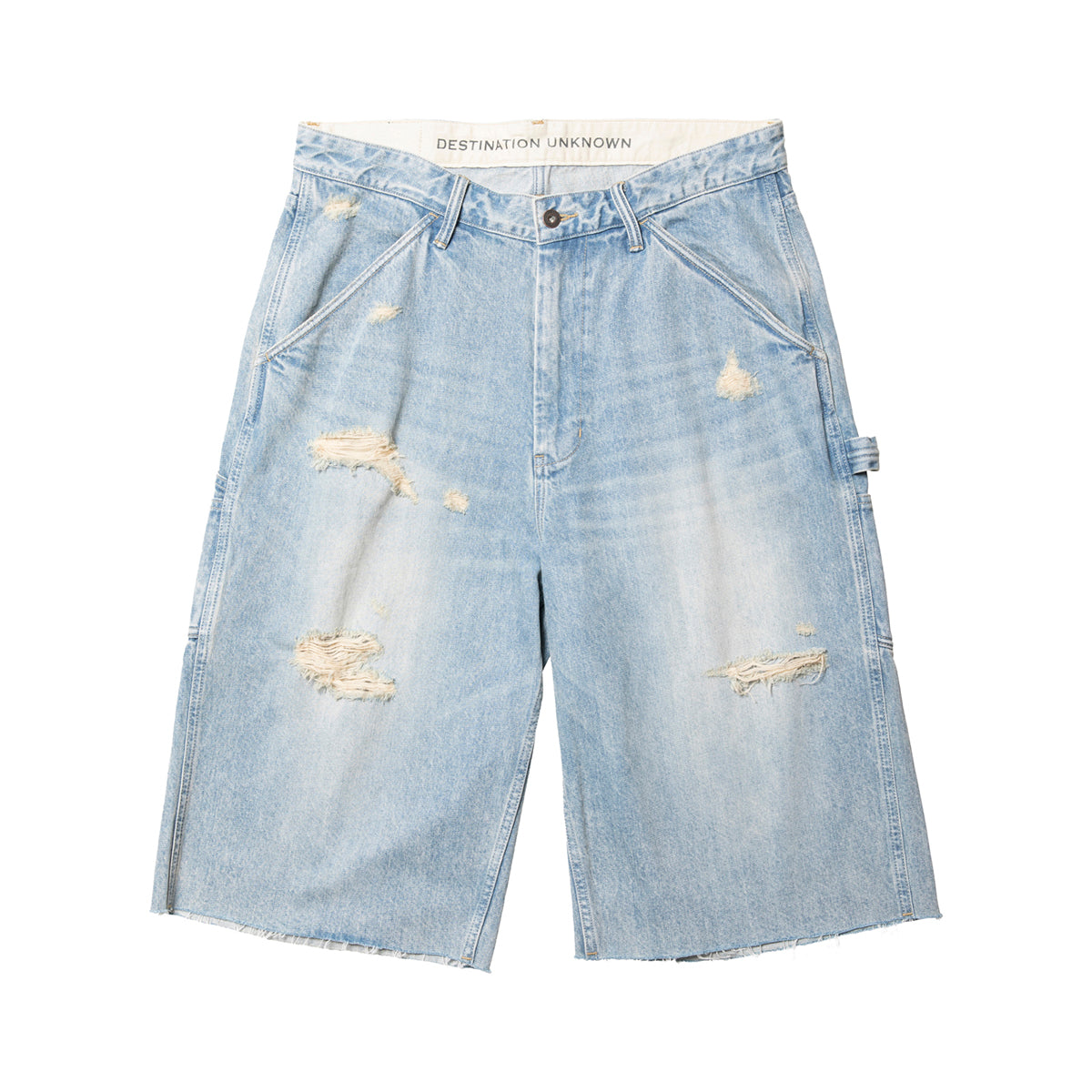 DAMAGED DENIM BUGGY SHORTS