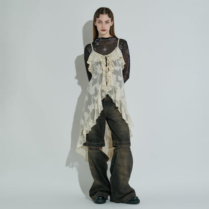 RUFFLED CHIFFON CAMISOLE