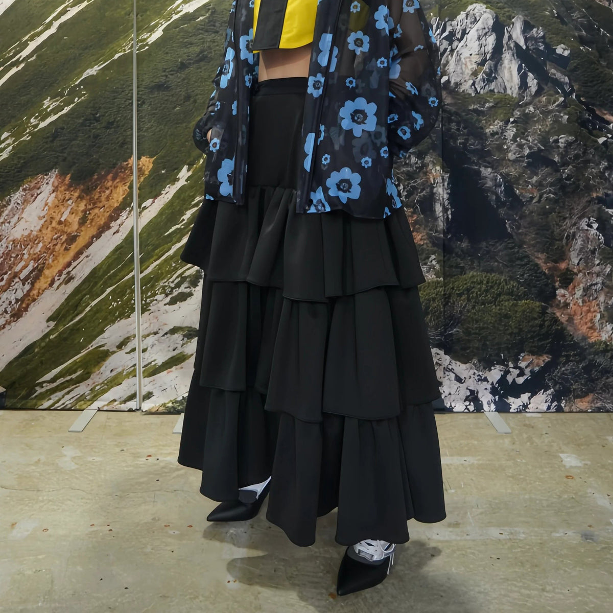 NON TOKYO JERSEY TIERED SKIRT ノントーキョー ジャージー ティアードスカート NON-25S-0204【レディース プリーツスカート モード 25SS】