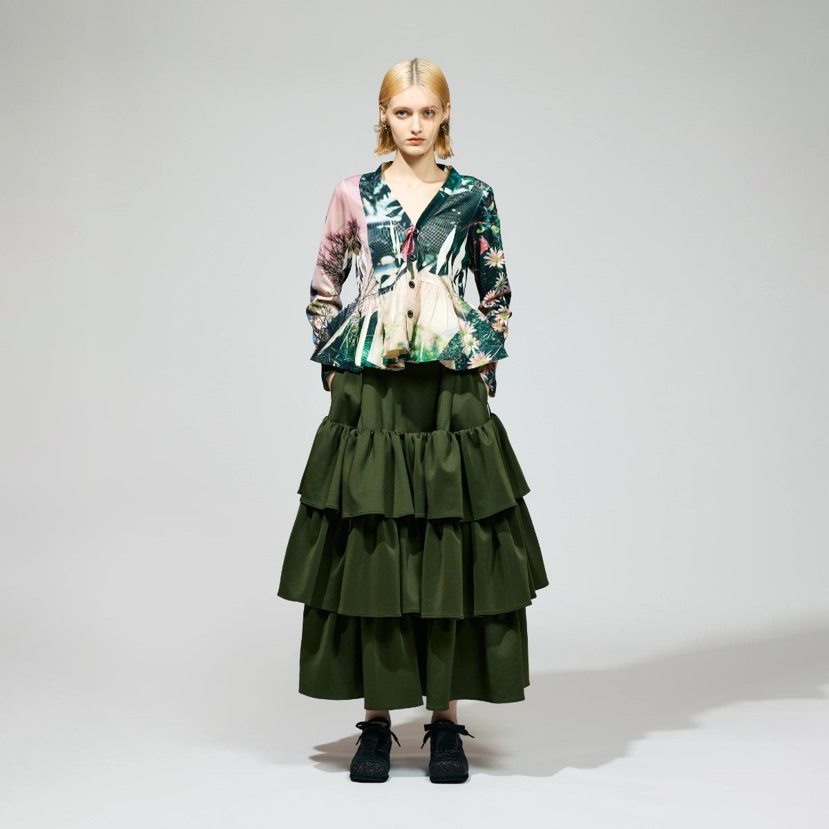 NON TOKYO JERSEY TIERED SKIRT ノントーキョー ジャージー ティアードスカート NON-25S-0204【レディース プリーツスカート モード 25SS】