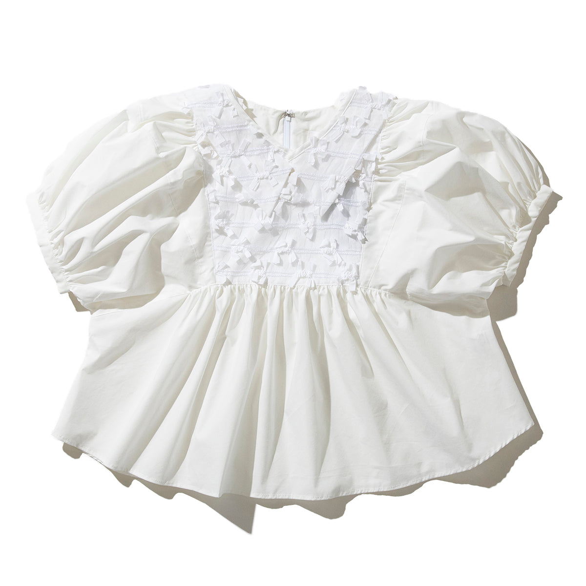 naokitomizuka Ribbon tulle collared blouse ナオキトミヅカ カラー ブラウス GRNTB003【レディース ブラウス シャツブラウス 襟付き 25SS】