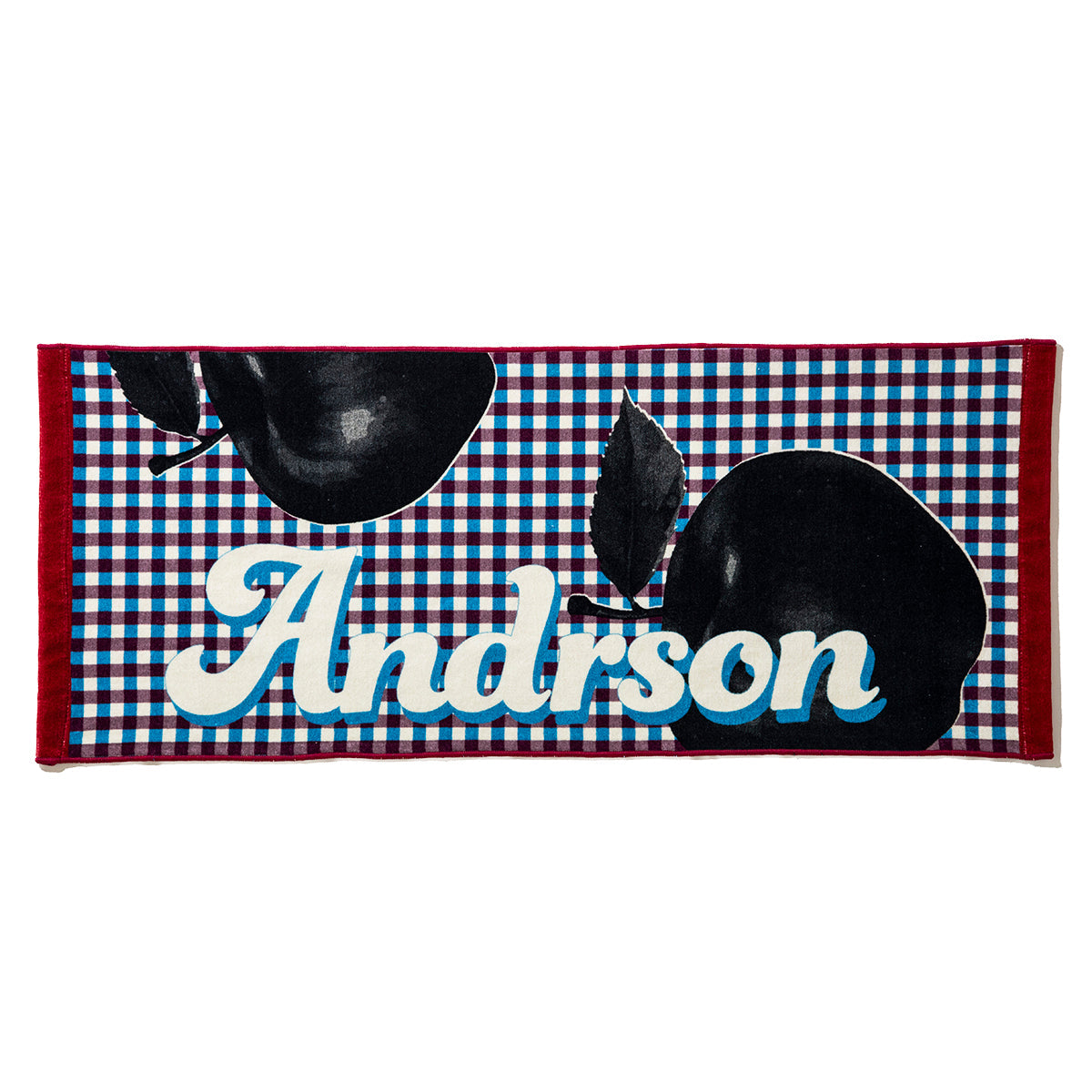 &RSON VACATION APPLE FACE TOWEL アンダーソン バケーション アップル フェイスタオル 2503-AND-ZOX0013【メンズ フェイスタオル グラフィックプリント チェック柄 吸水性 綿素材 25SS】