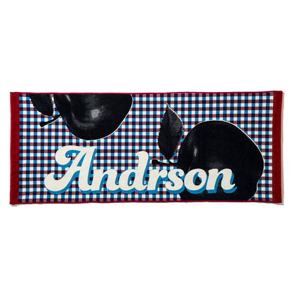 &RSON VACATION APPLE FACE TOWEL アンダーソン バケーション アップル フェイスタオル 2503-AND-ZOX0013【メンズ フェイスタオル グラフィックプリント チェック柄 吸水性 綿素材 25SS】