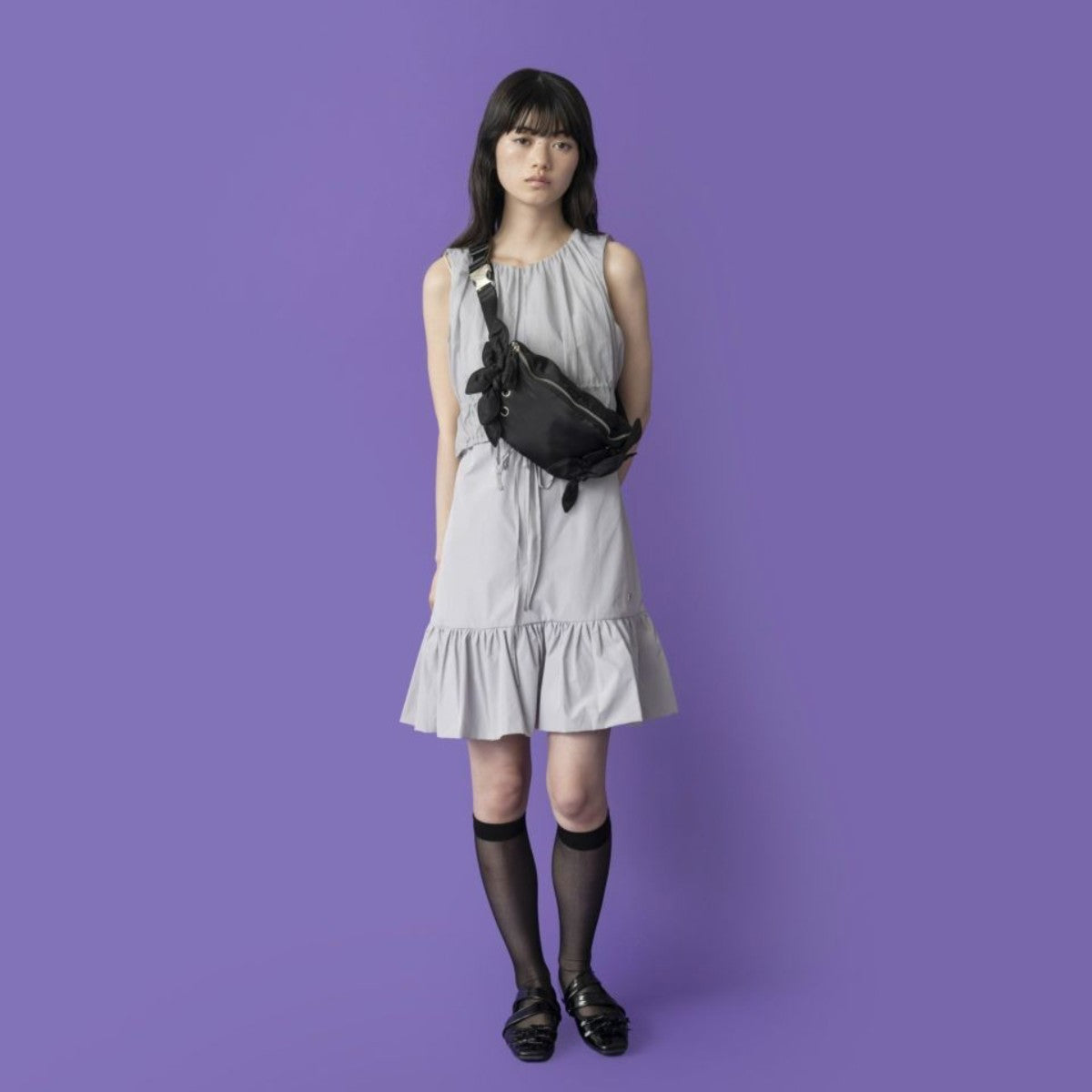 Casselini Ribbon Waist Pouch キャセリーニ リボンウエストポーチ 252-110504【レディース ウエストポーチ 軽量 リボン付き 光沢素材 2WAY仕様 25FW】