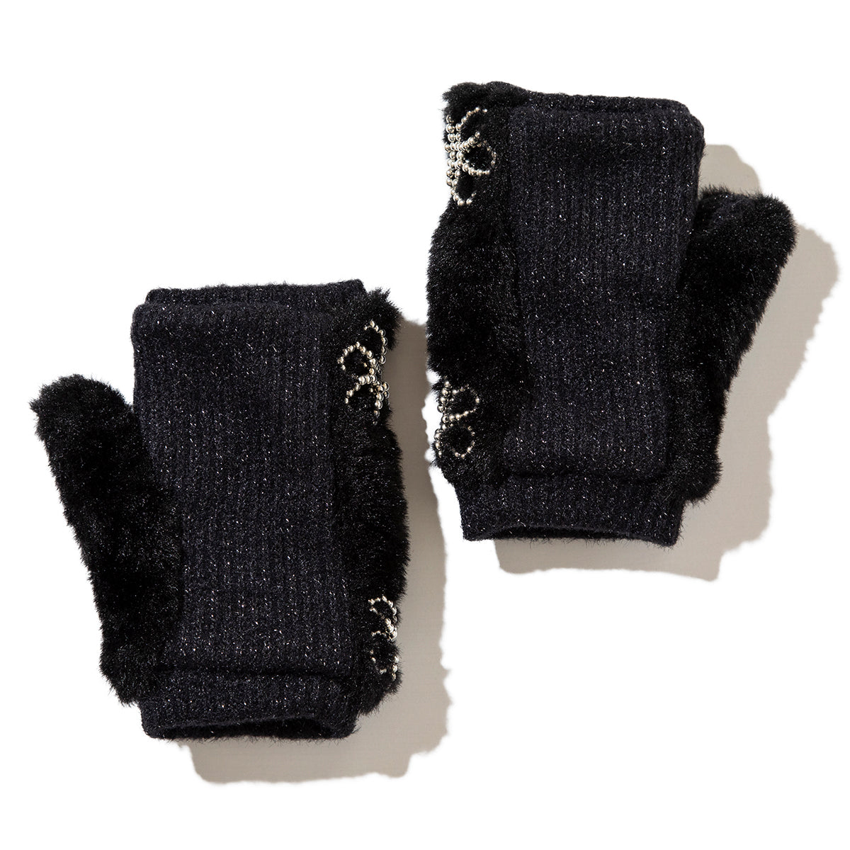 Casselini Flower Motif Gloves キャセリーニ フラワーモチーフグローブ 252-112204【レディース フィンガーレスグローブ 手袋 防寒 スマホ対応 25FW】