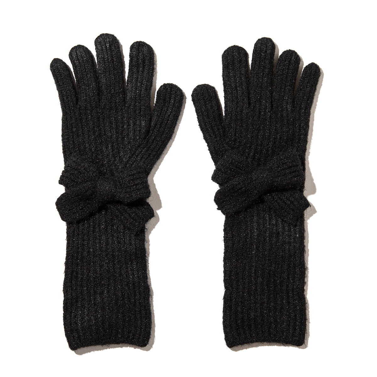 Casselini Long Knit Ribbon Gloves キャセリーニ ロングニットリボングローブ 252-112205【レディース ウール 手袋 レディース 防寒 リボン 25FW】