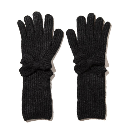 Casselini Long Knit Ribbon Gloves キャセリーニ ロングニットリボングローブ 252-112205【レディース ウール 手袋 レディース 防寒 リボン 25FW】