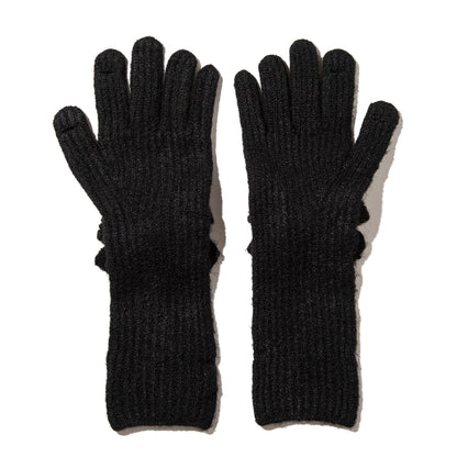 Casselini Long Knit Ribbon Gloves キャセリーニ ロングニットリボングローブ 252-112205【レディース ウール 手袋 レディース 防寒 リボン 25FW】
