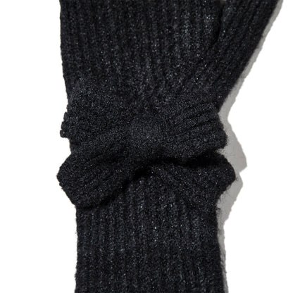 Casselini Long Knit Ribbon Gloves キャセリーニ ロングニットリボングローブ 252-112205【レディース ウール 手袋 レディース 防寒 リボン 25FW】