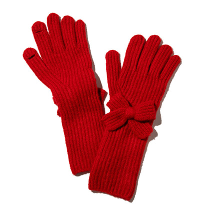 Casselini Long Knit Ribbon Gloves キャセリーニ ロングニットリボングローブ 252-112205【レディース ウール 手袋 レディース 防寒 リボン 25FW】