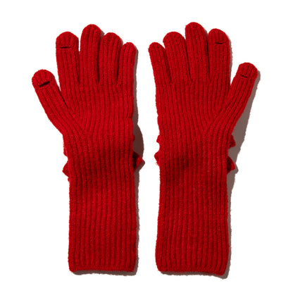 Casselini Long Knit Ribbon Gloves キャセリーニ ロングニットリボングローブ 252-112205【レディース ウール 手袋 レディース 防寒 リボン 25FW】
