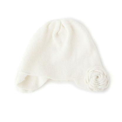 Casselini Flower Knit Hat キャセリーニ フラワーニット帽 252-112701【レディース ニット帽 レディース 防寒 フラワー リブ編み 冬 25FW】