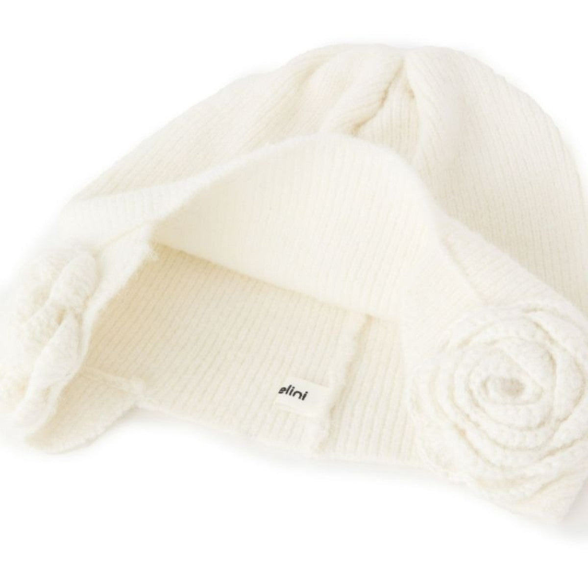 Casselini Flower Knit Hat キャセリーニ フラワーニット帽 252-112701【レディース ニット帽 レディース 防寒 フラワー リブ編み 冬 25FW】