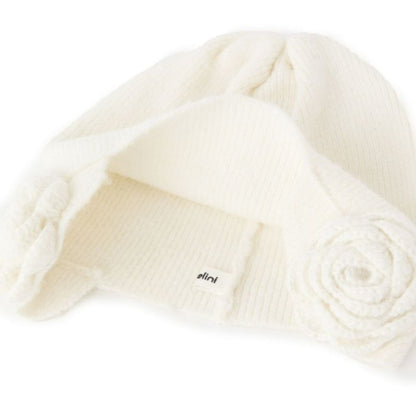 Casselini Flower Knit Hat キャセリーニ フラワーニット帽 252-112701【レディース ニット帽 レディース 防寒 フラワー リブ編み 冬 25FW】