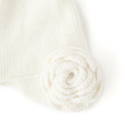 Casselini Flower Knit Hat キャセリーニ フラワーニット帽 252-112701【レディース ニット帽 レディース 防寒 フラワー リブ編み 冬 25FW】