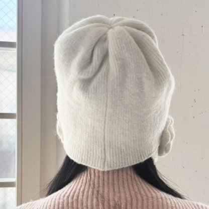 Casselini Flower Knit Hat キャセリーニ フラワーニット帽 252-112701【レディース ニット帽 レディース 防寒 フラワー リブ編み 冬 25FW】
