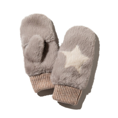 CONTROL FREAK STAR FAUX FUR MITTENS コントロールフリーク スターフェイクファーミトン 252-122204【レディース ポリエステル100％ フェイクファー シャギー感 パッチワーク 25FW】
