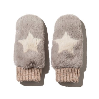 CONTROL FREAK STAR FAUX FUR MITTENS コントロールフリーク スターフェイクファーミトン 252-122204【レディース ポリエステル100％ フェイクファー シャギー感 パッチワーク 25FW】